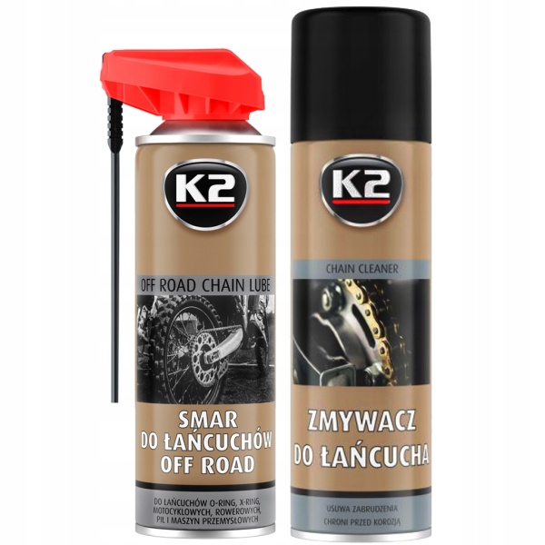 Set K2 Spray Lubrifiant Lant Chain Lube Off Road 500ML W140 + K2 Spray Curatat Lant Chain Cleaner 500ML W148